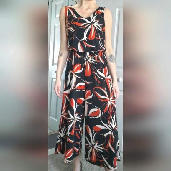 Cynthia Rowley Pants - Cynthia Rowley Women's sz Large Jumpsuit - Navy blue, orange, and cream.